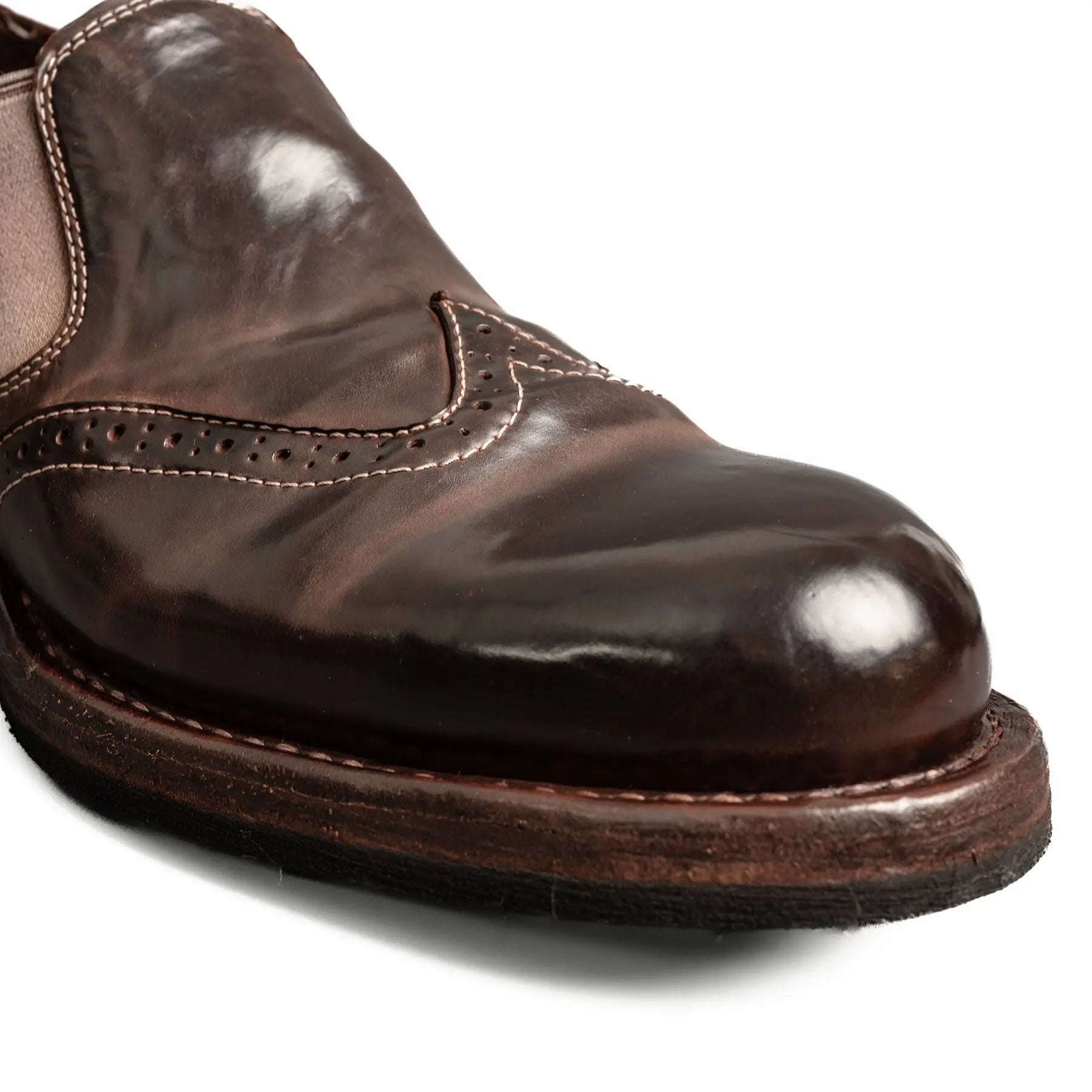Washed Cordovan Wingtip Slip-On