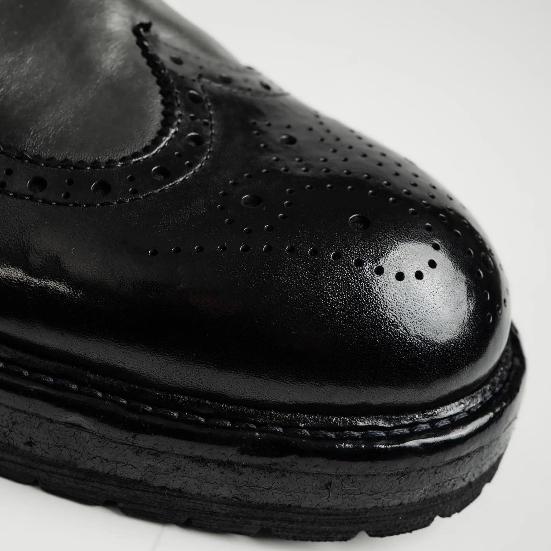 Washed Leather Brogue Work Boots