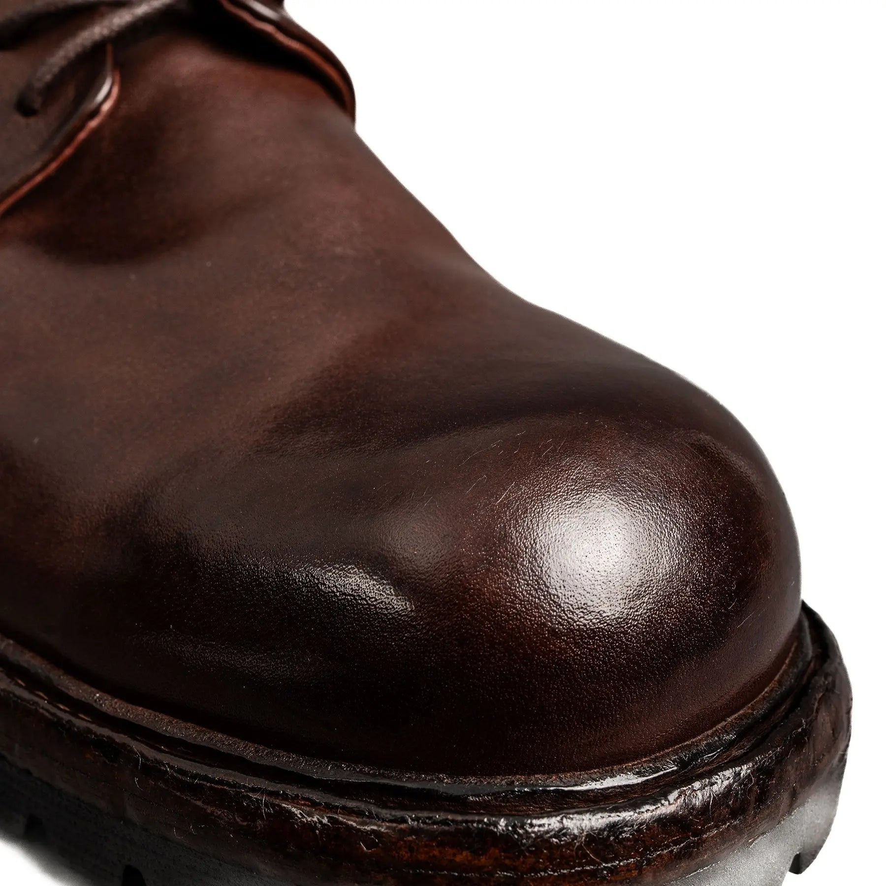 Washed Leather Chunky Lug Sole Derbies Brown