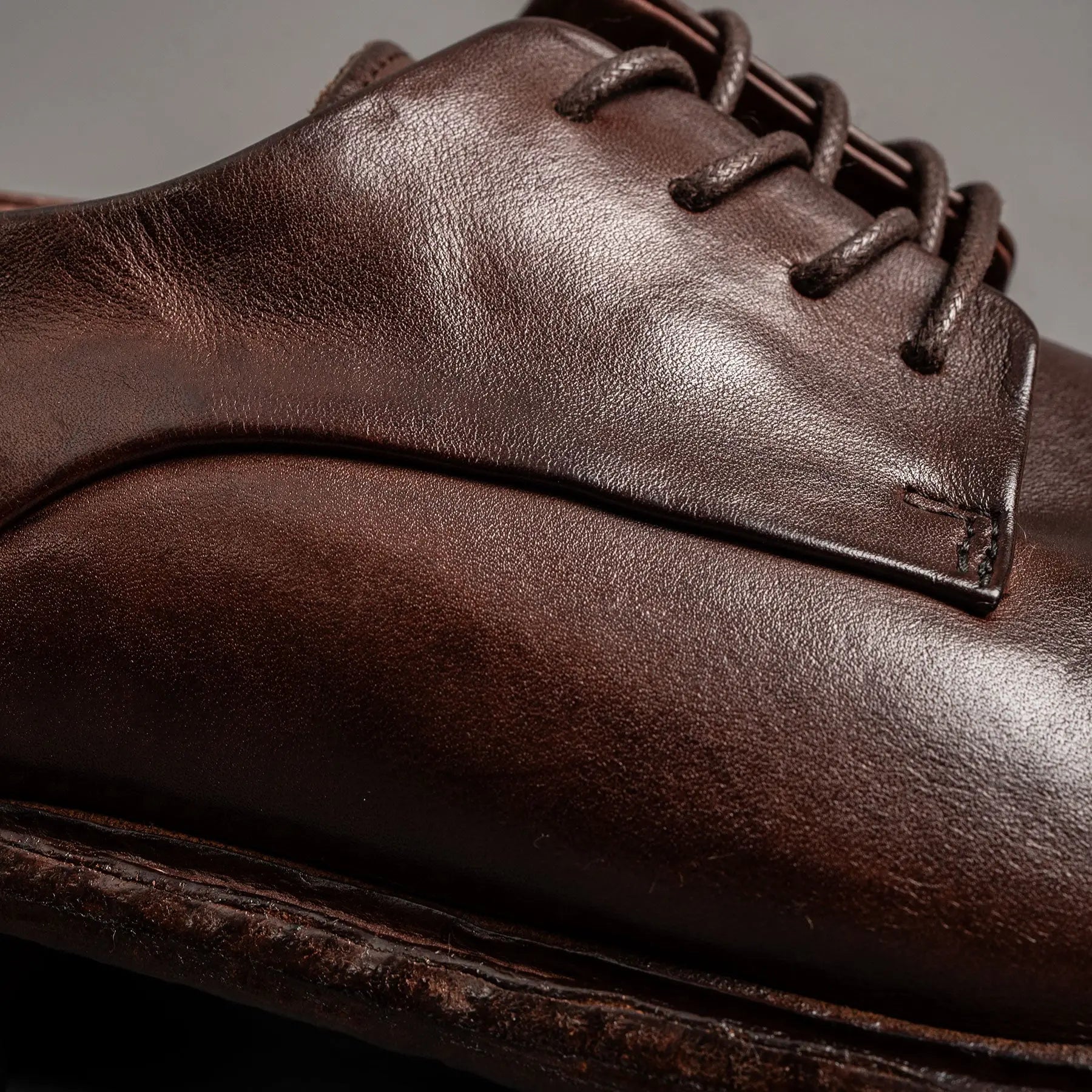 Washed Leather Chunky Lug Sole Derbies Brown