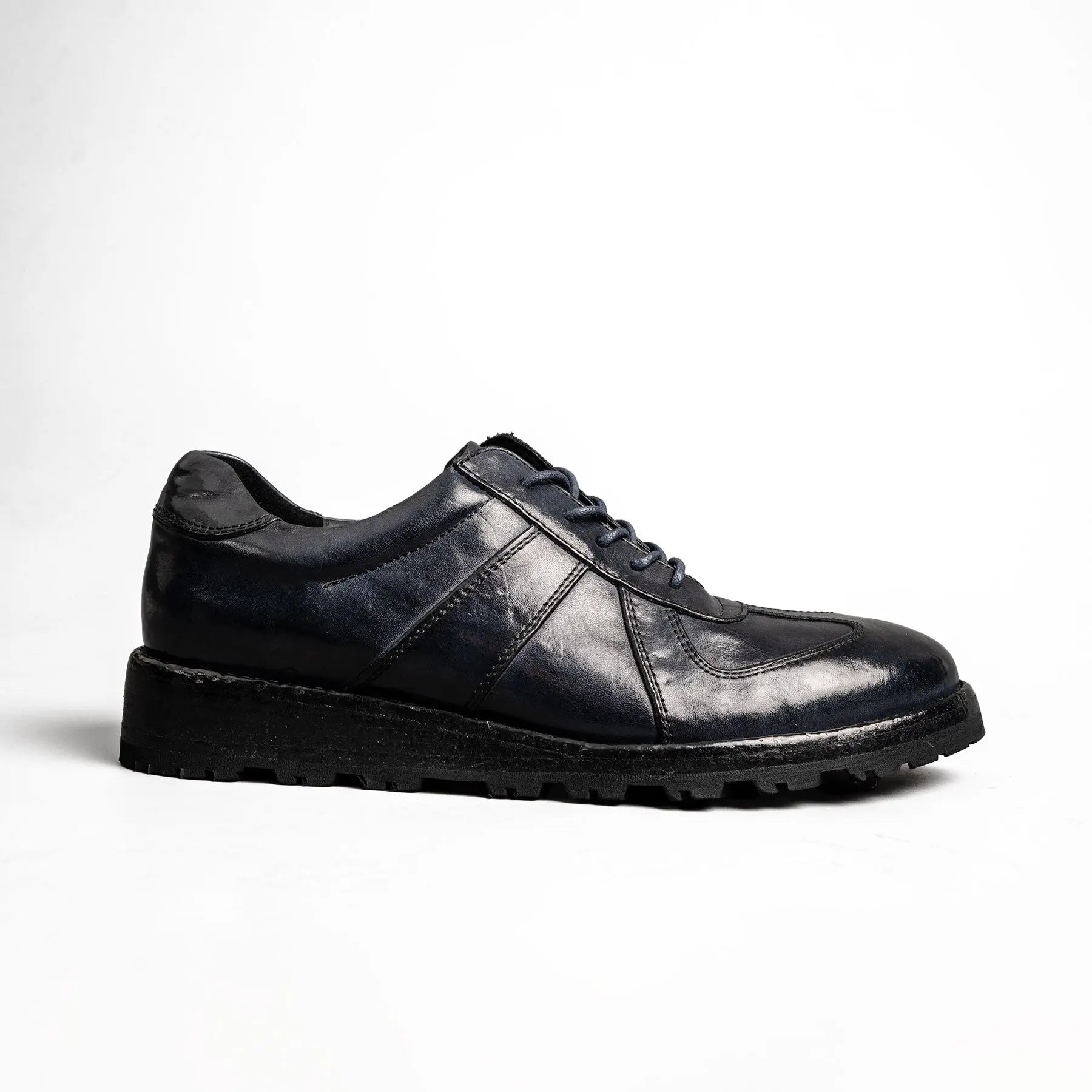 Black Washed Leather Sneaker