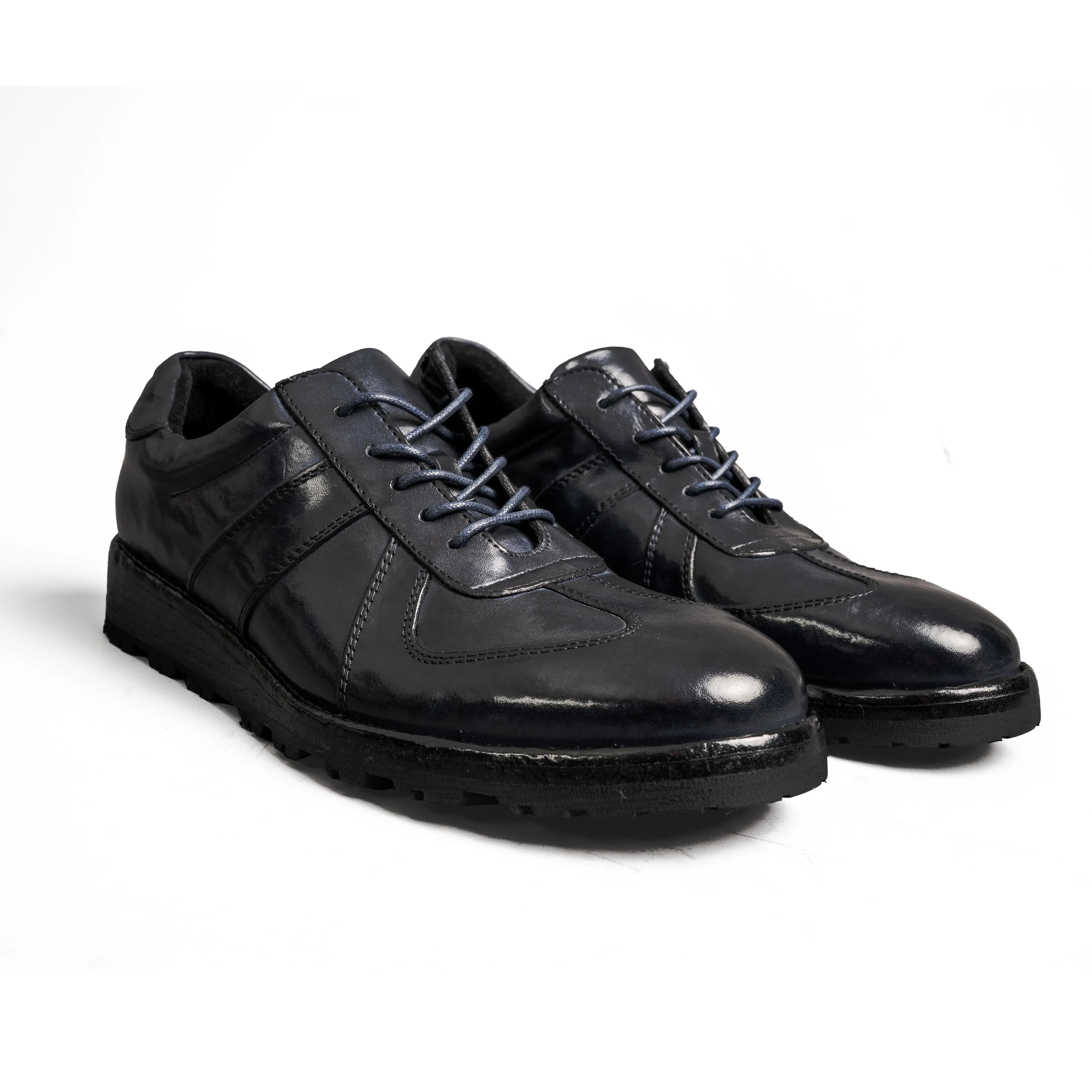 Black Washed Leather Sneaker