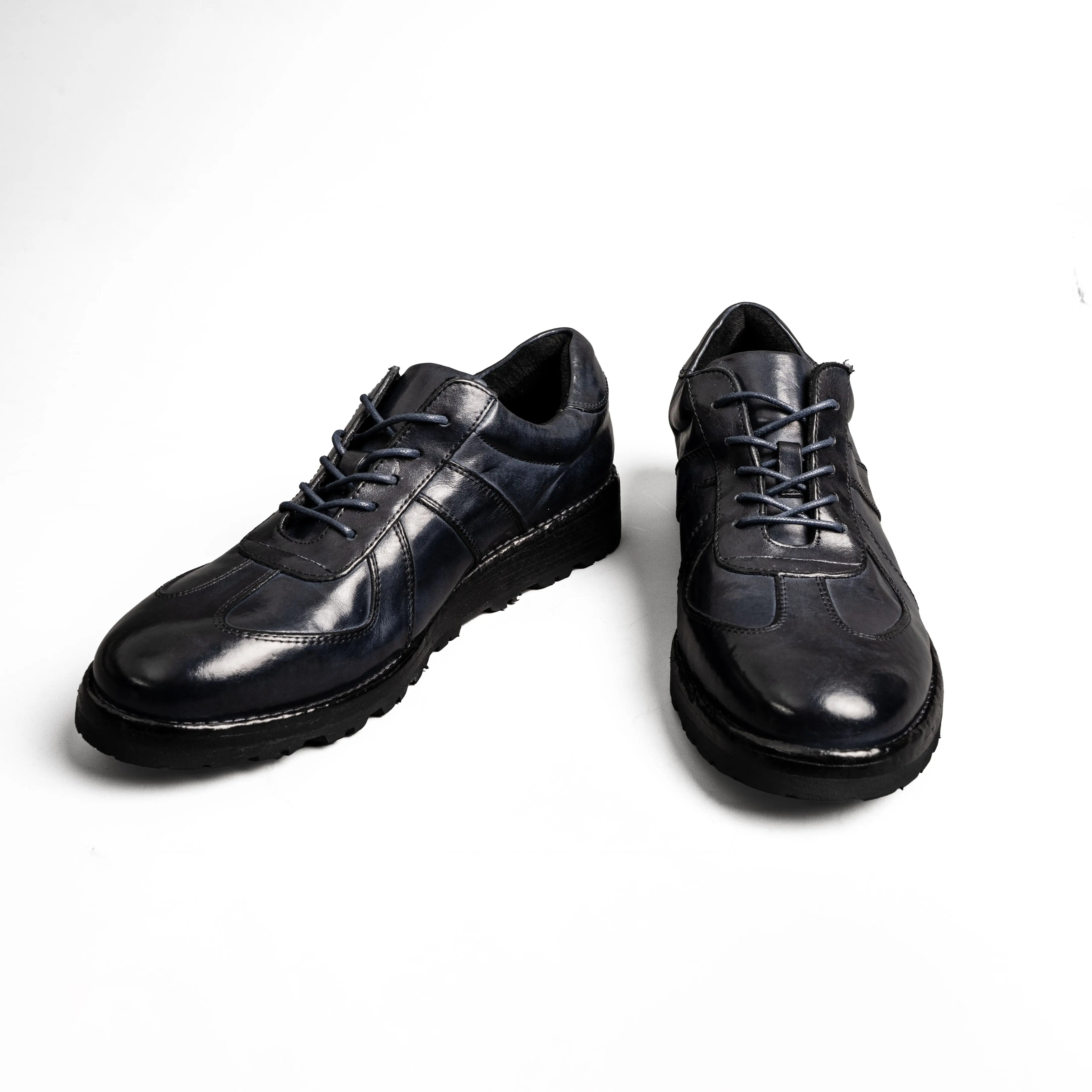 Black Washed Leather Sneaker