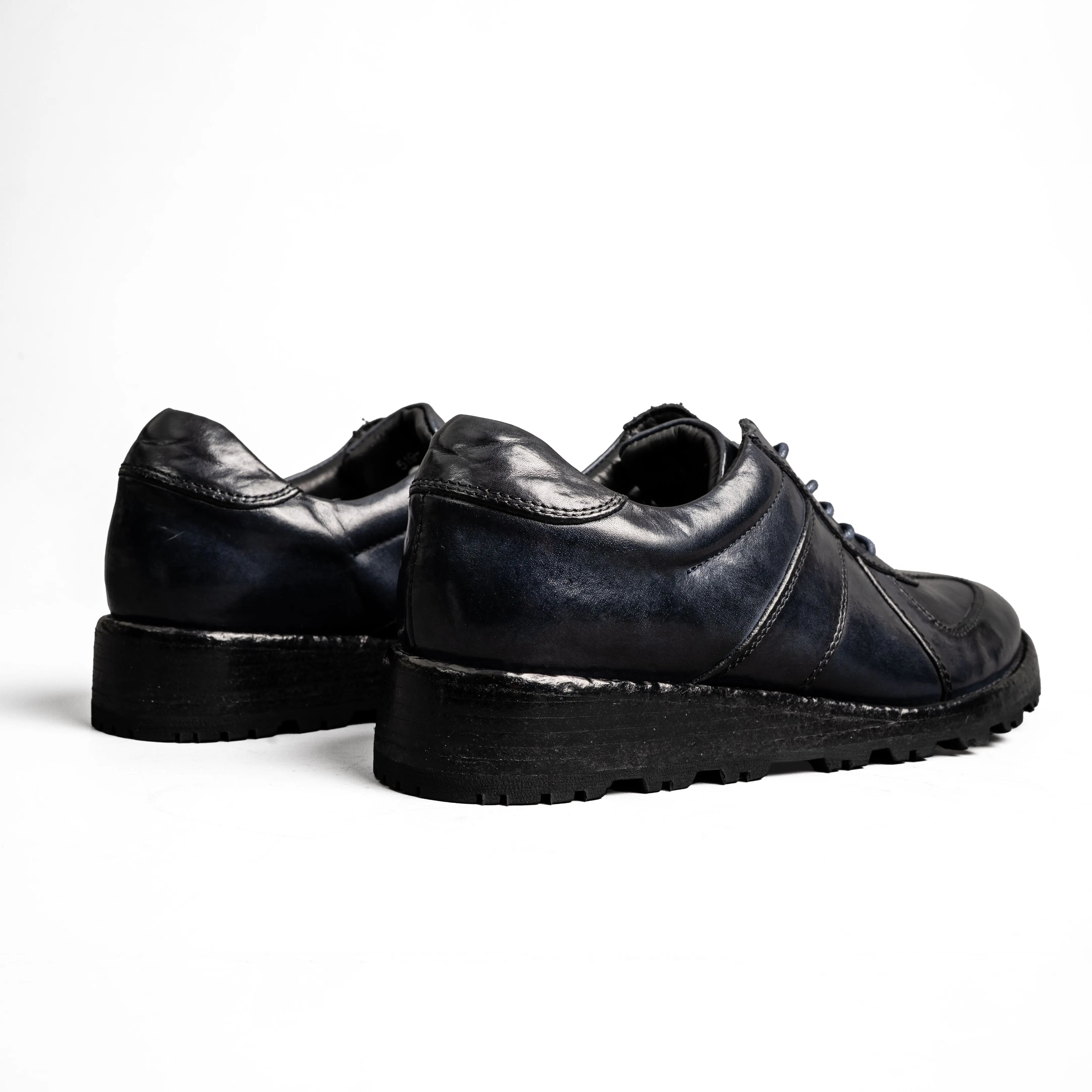 Black Washed Leather Sneaker