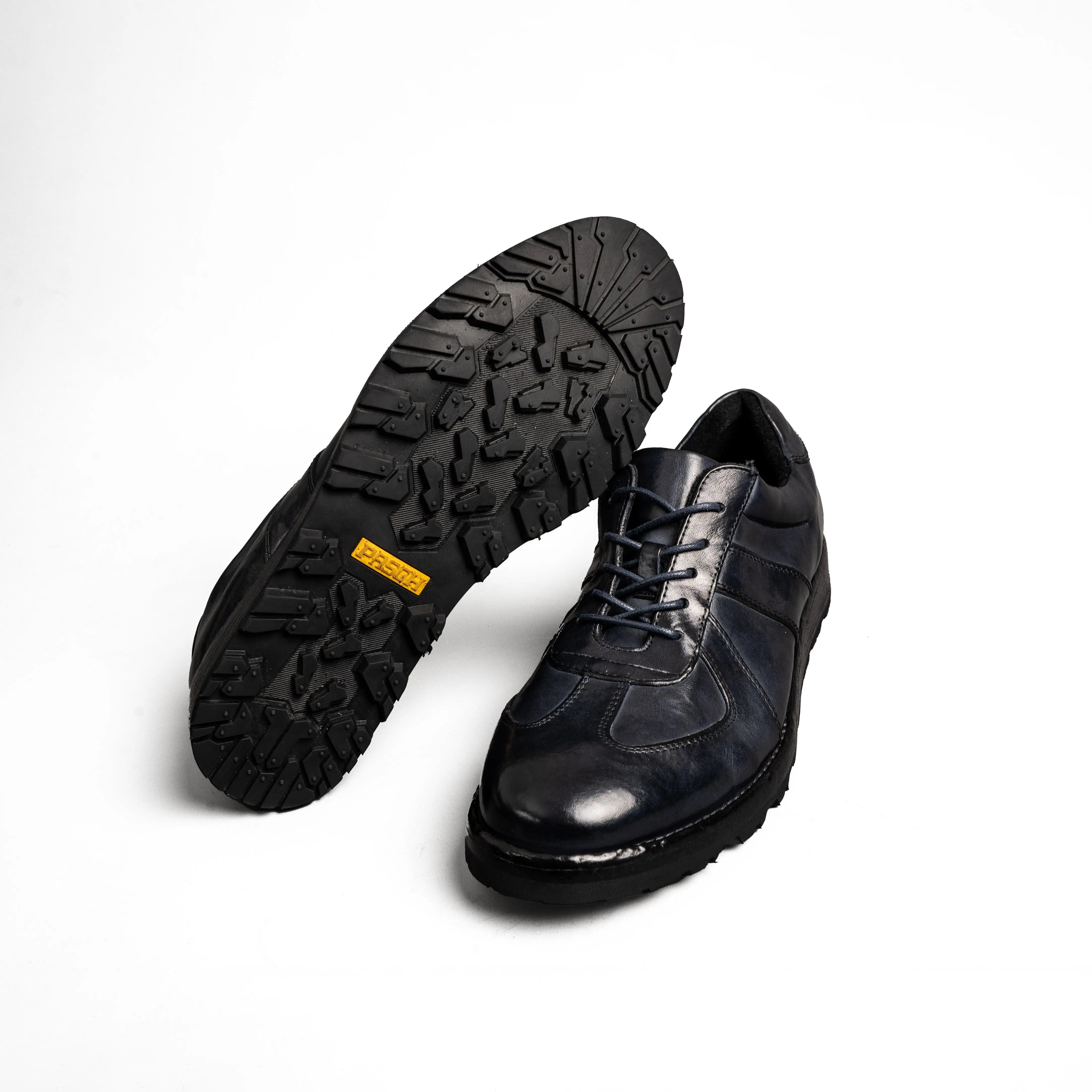 Black Washed Leather Sneaker