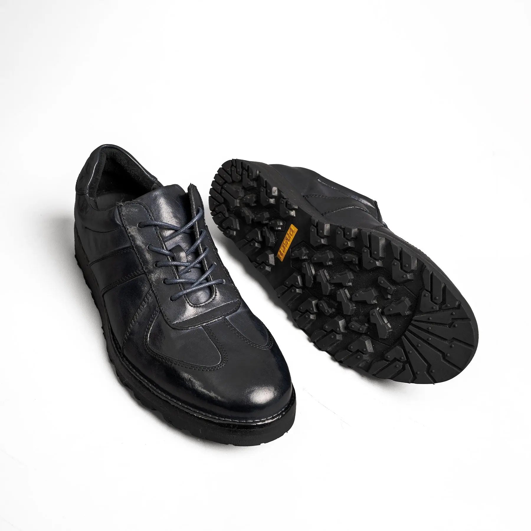 Black Washed Leather Sneaker