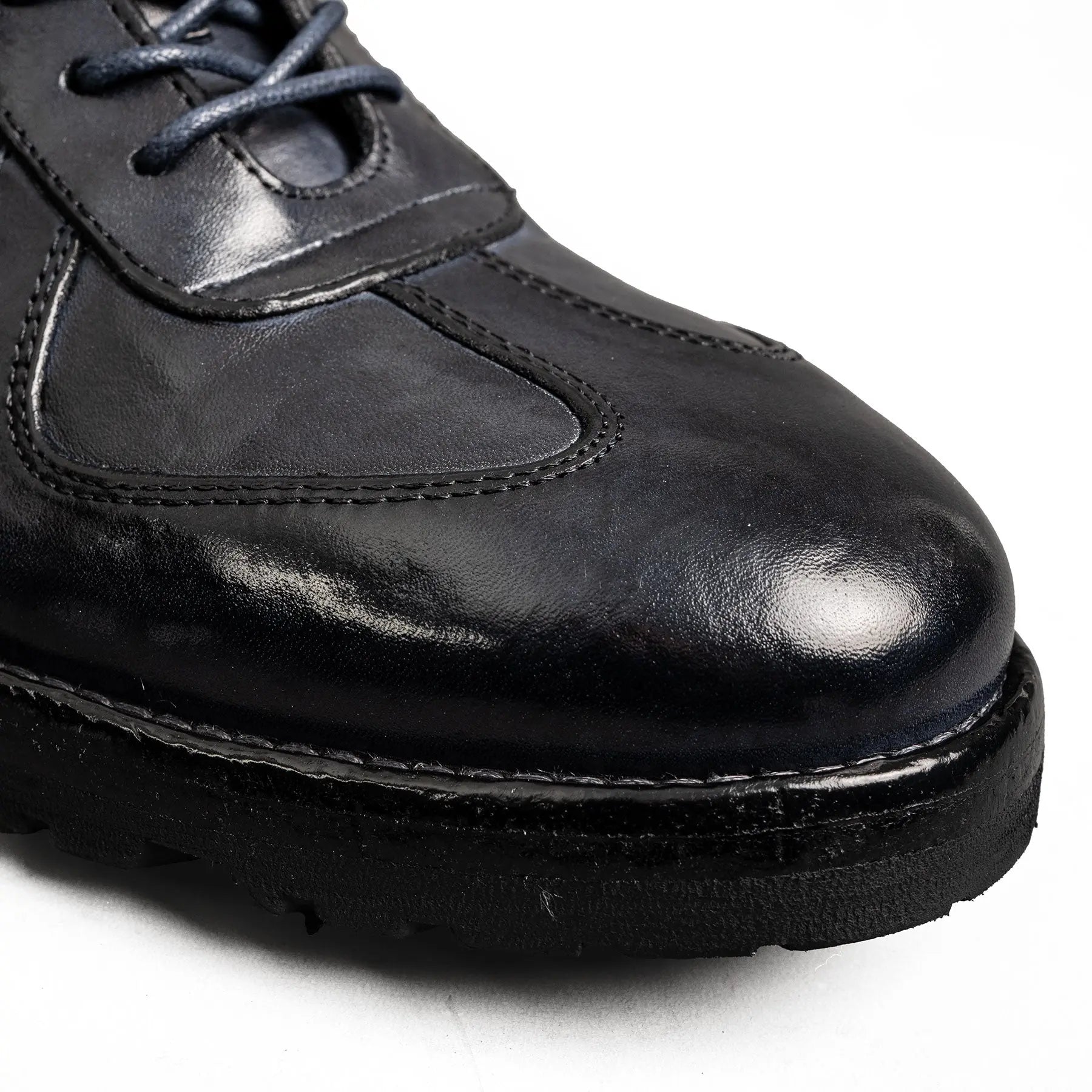 Black Washed Leather Sneaker