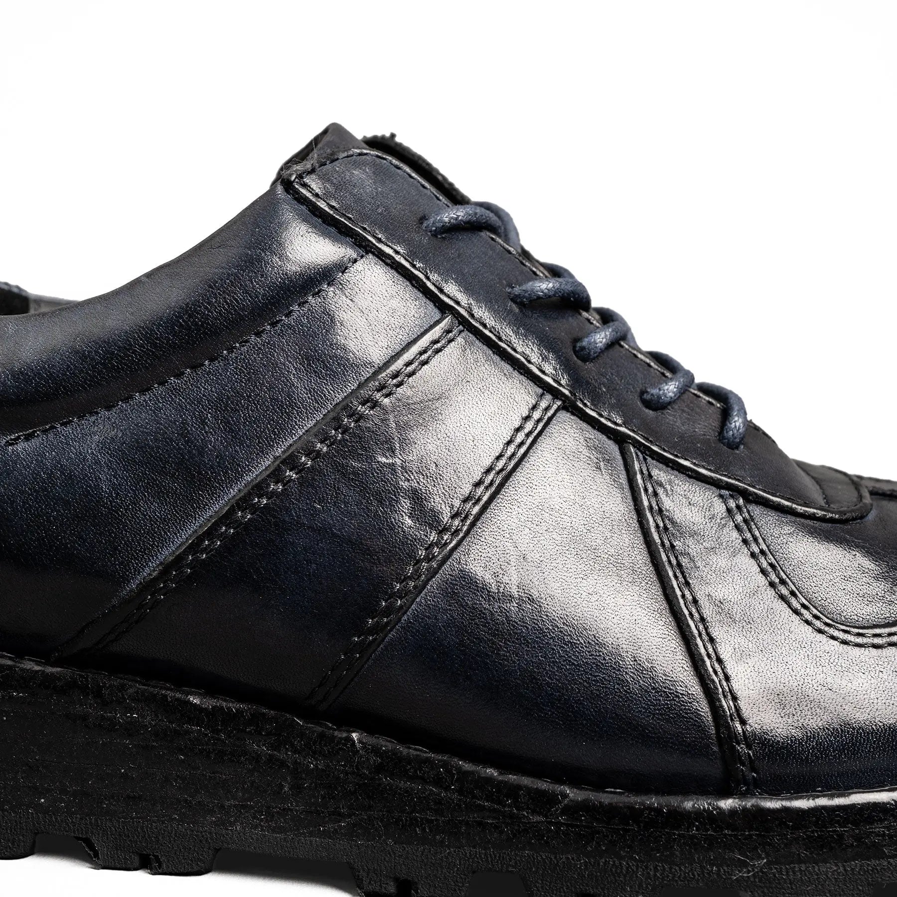Black Washed Leather Sneaker