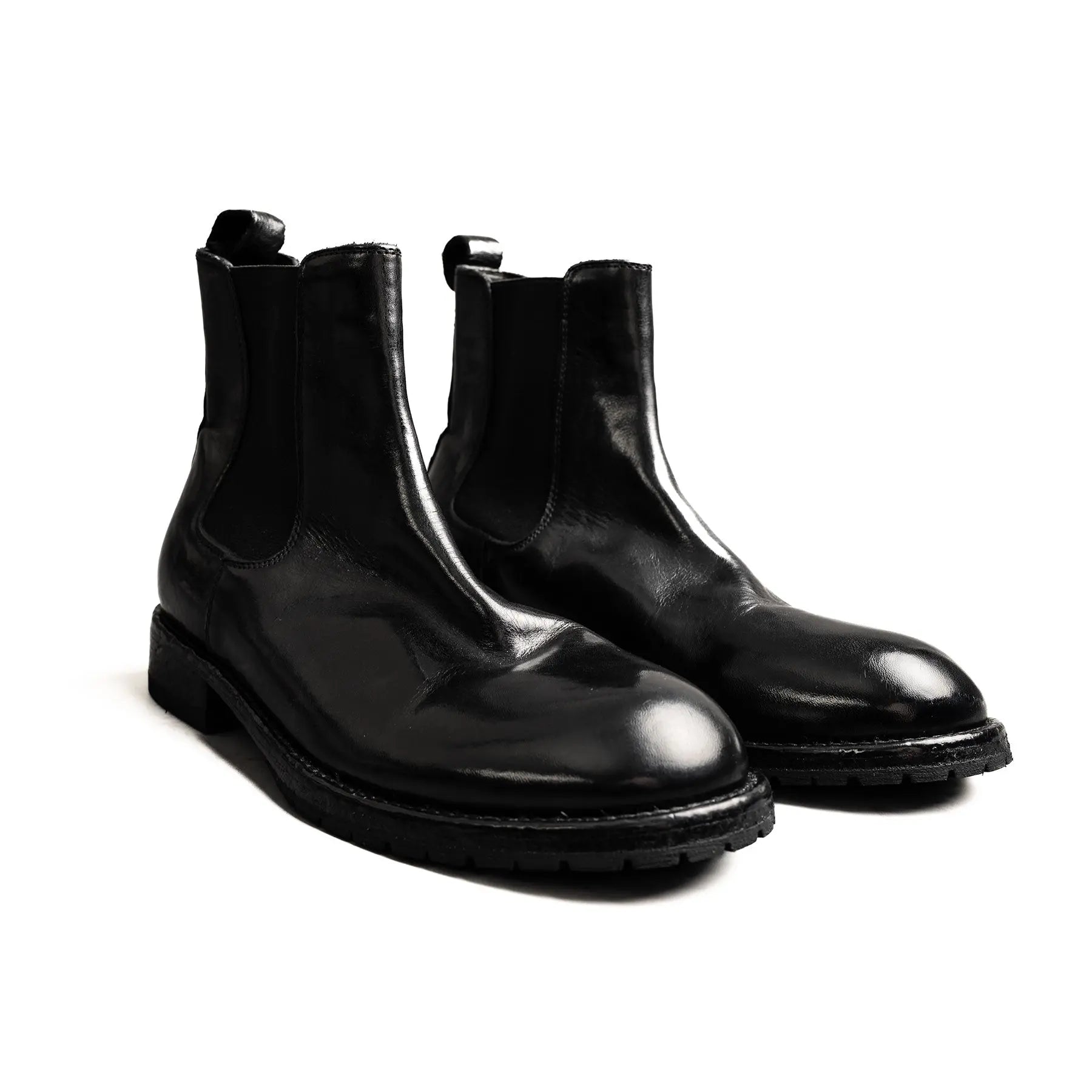 Washed Polished Leather Chelsea Boots
