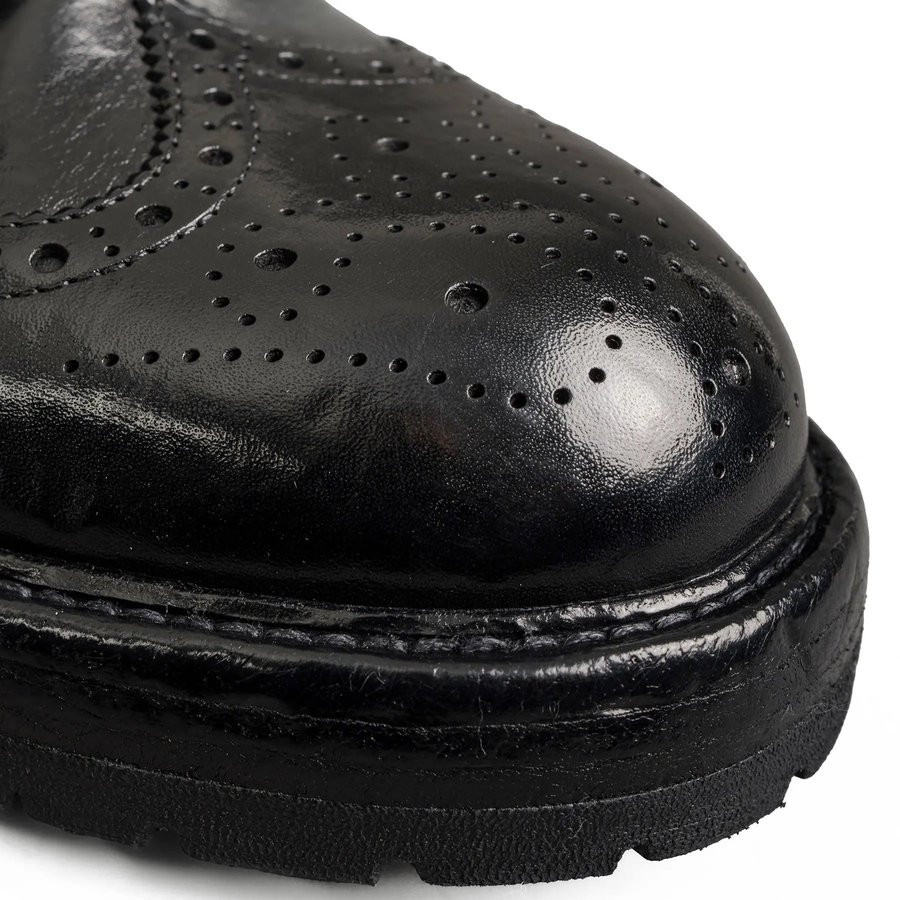 Washed Polished Leather Derby Shoes Black