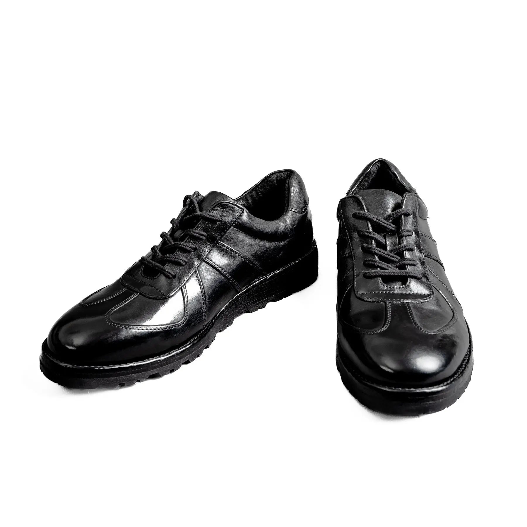 Washed Polished Leather Lug Sole Shoes