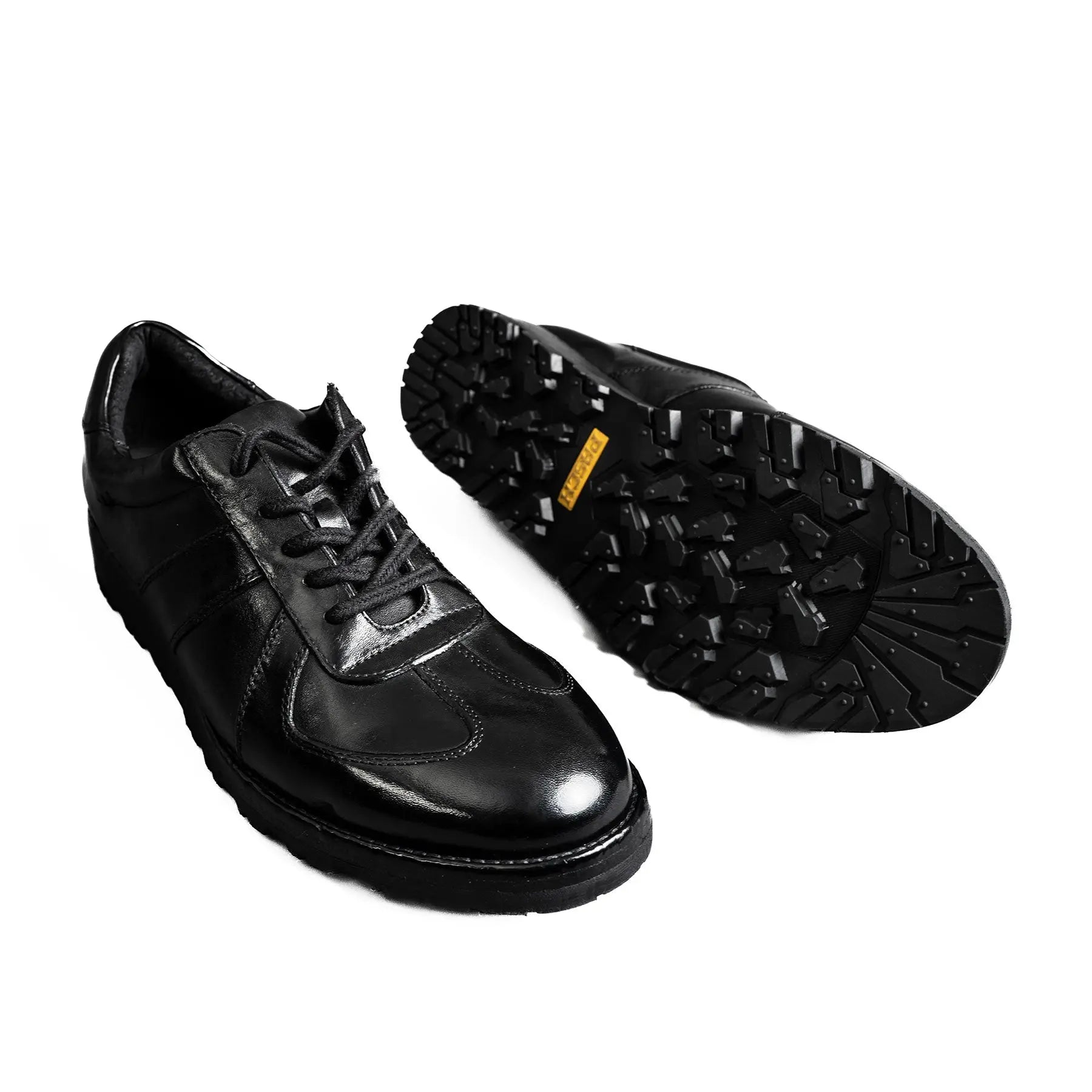 Washed Polished Leather Lug Sole Shoes