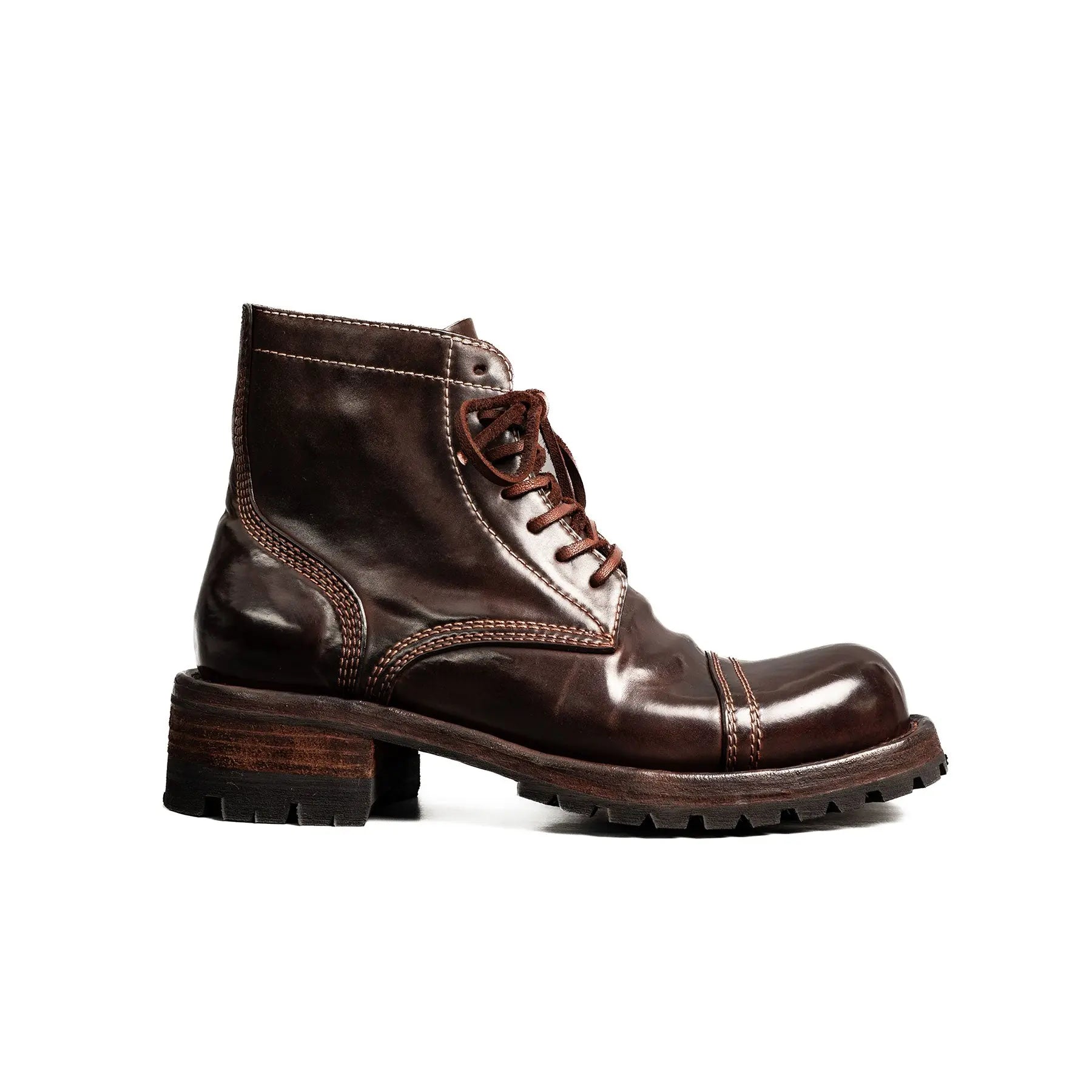Dark Brown Horsehide Combat Boots