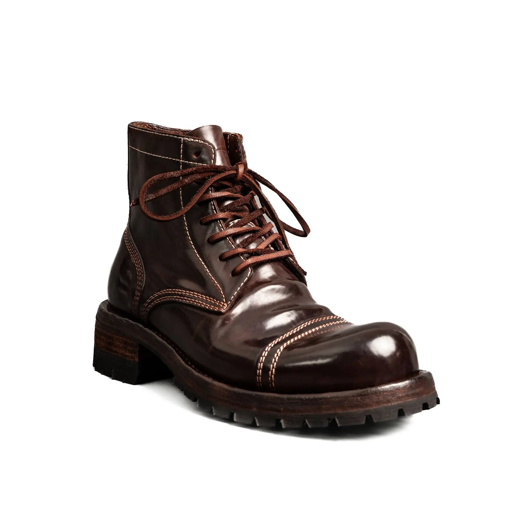 Dark Brown Horsehide Combat Boots