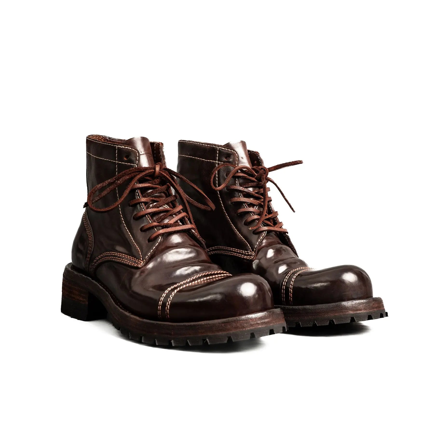 Dark Brown Horsehide Combat Boots
