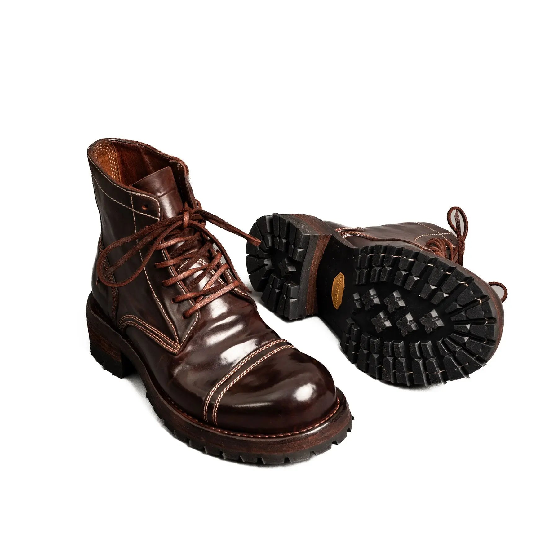 Dark Brown Horsehide Combat Boots