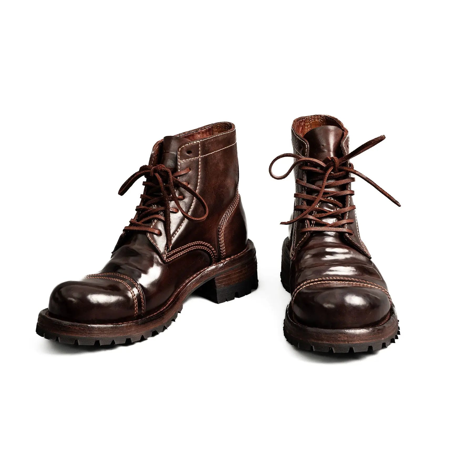 Dark Brown Horsehide Combat Boots