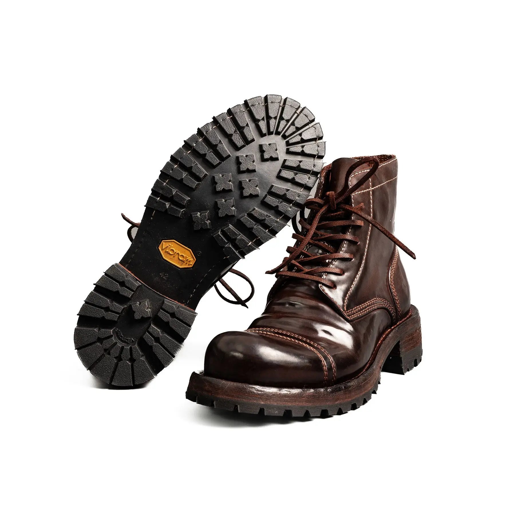 Dark Brown Horsehide Combat Boots