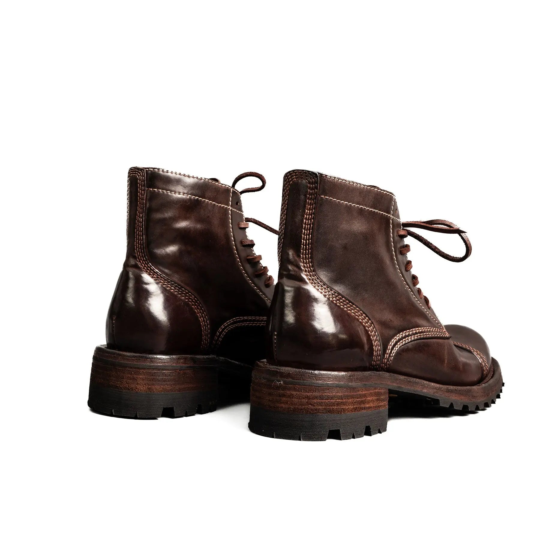 Dark Brown Horsehide Combat Boots