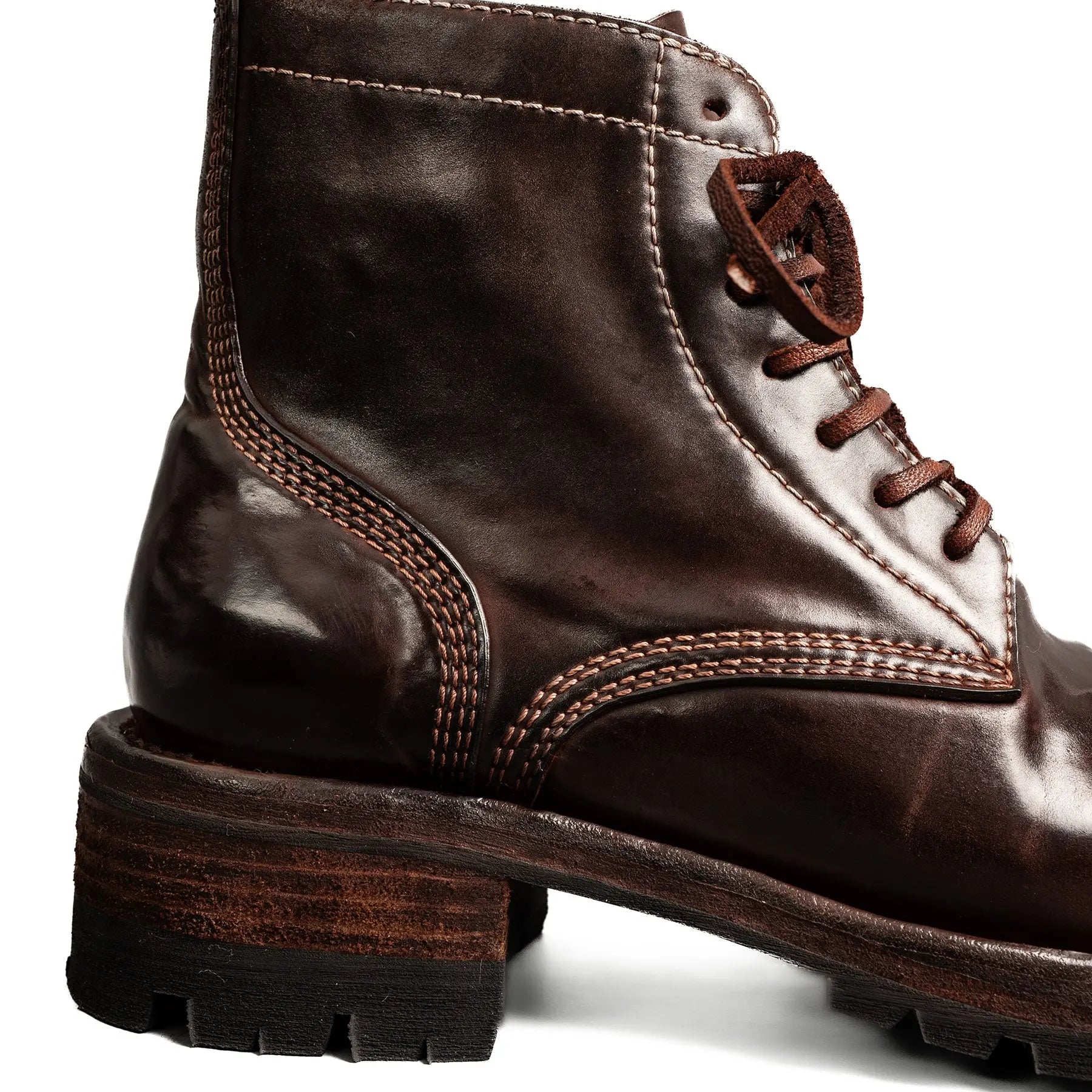 Dark Brown Horsehide Combat Boots