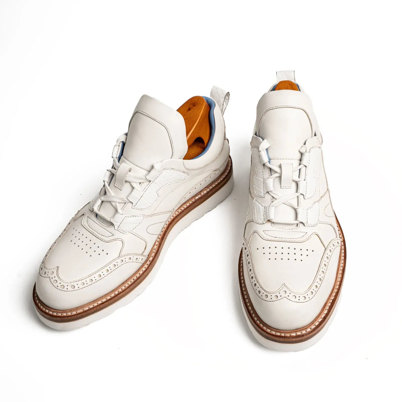 White Crocodile Detail Brogue XL Sneakers Divinch