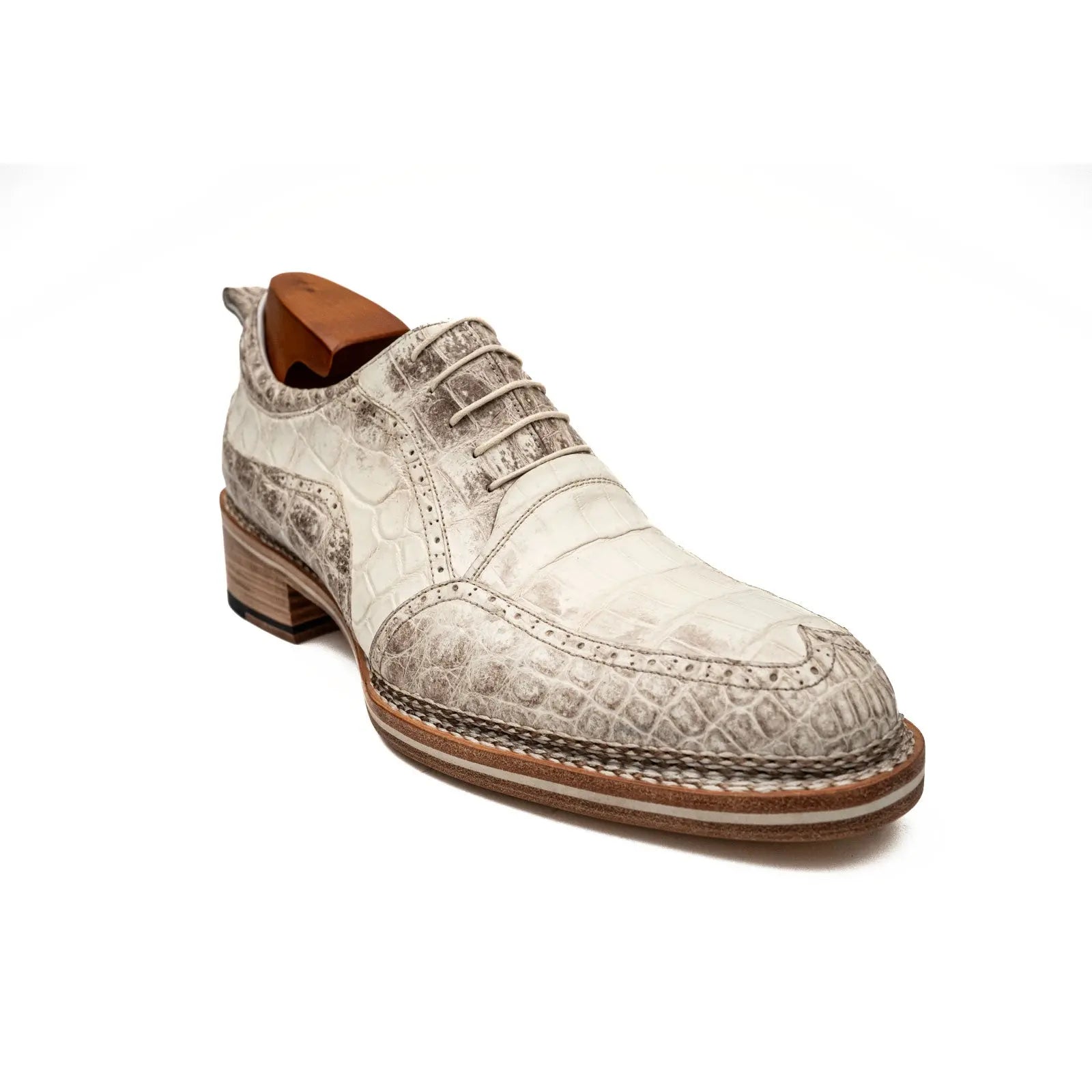 White Crocodile Norwegian Welted Oxfords DIVINCH