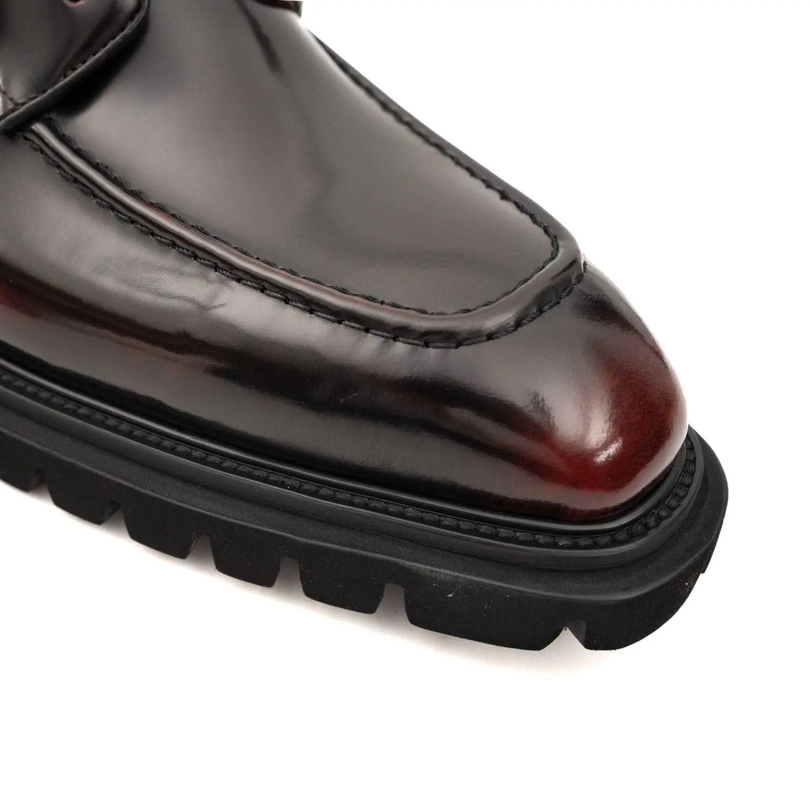 Wine Patent Lug Sole Ankle Boot DIVINCH