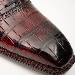 Wine Red Crocodile Oxford Shoes Goodyear Norwegian 8020 DIVINCH