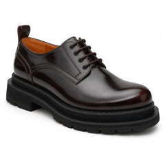 DIVINCH 8221KHA coffee lug sole derby shoes white background three quarter view