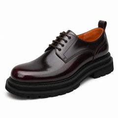 DIVINCH 8221KHA coffee lug sole derby shoes dynamic angle white background