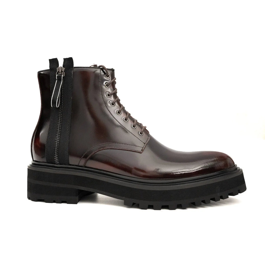 Bordeaux-Reißverschluss-Kampfstiefel