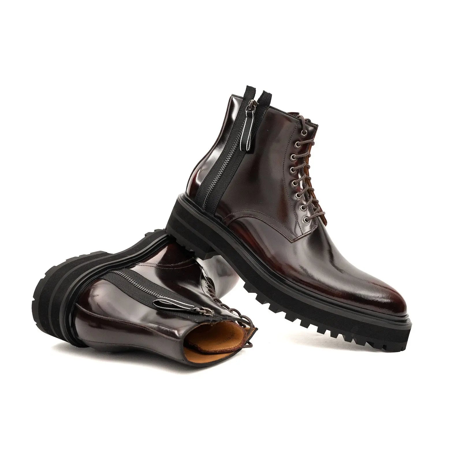 Wine Red Side-Zip Combat Boot DIVINCH