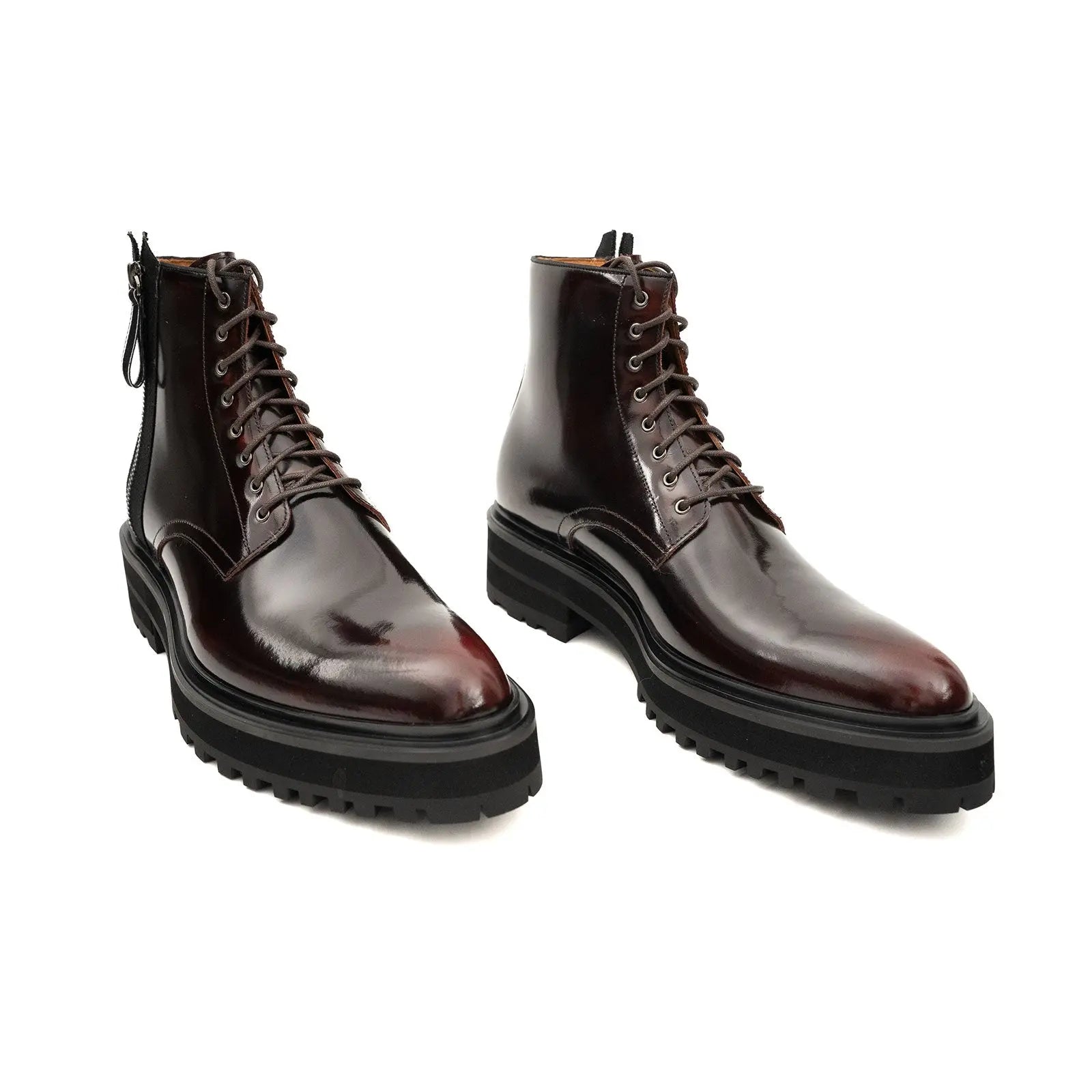 Wine Red Side-Zip Combat Boot DIVINCH