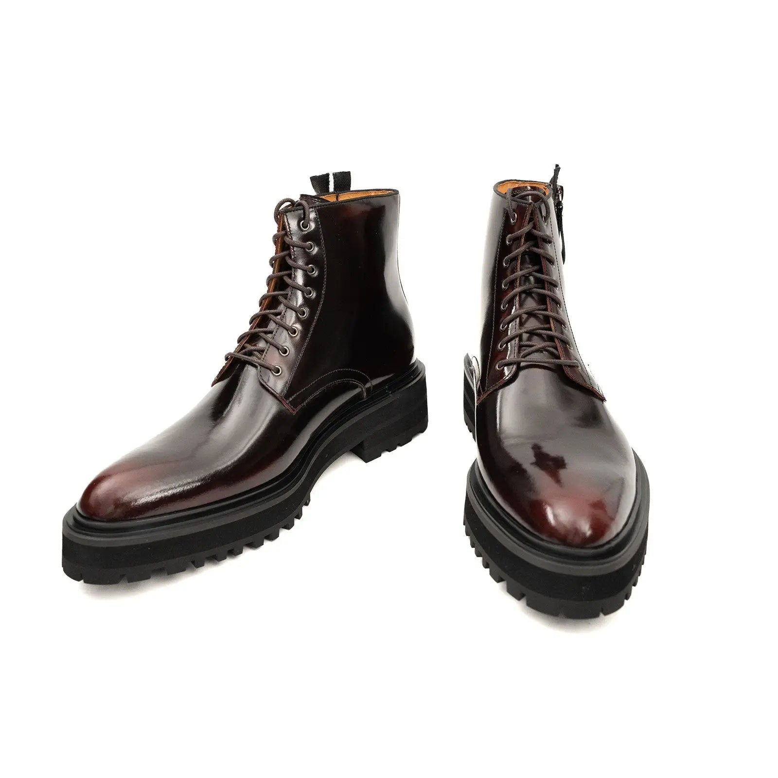 Wine Red Side-Zip Combat Boot DIVINCH