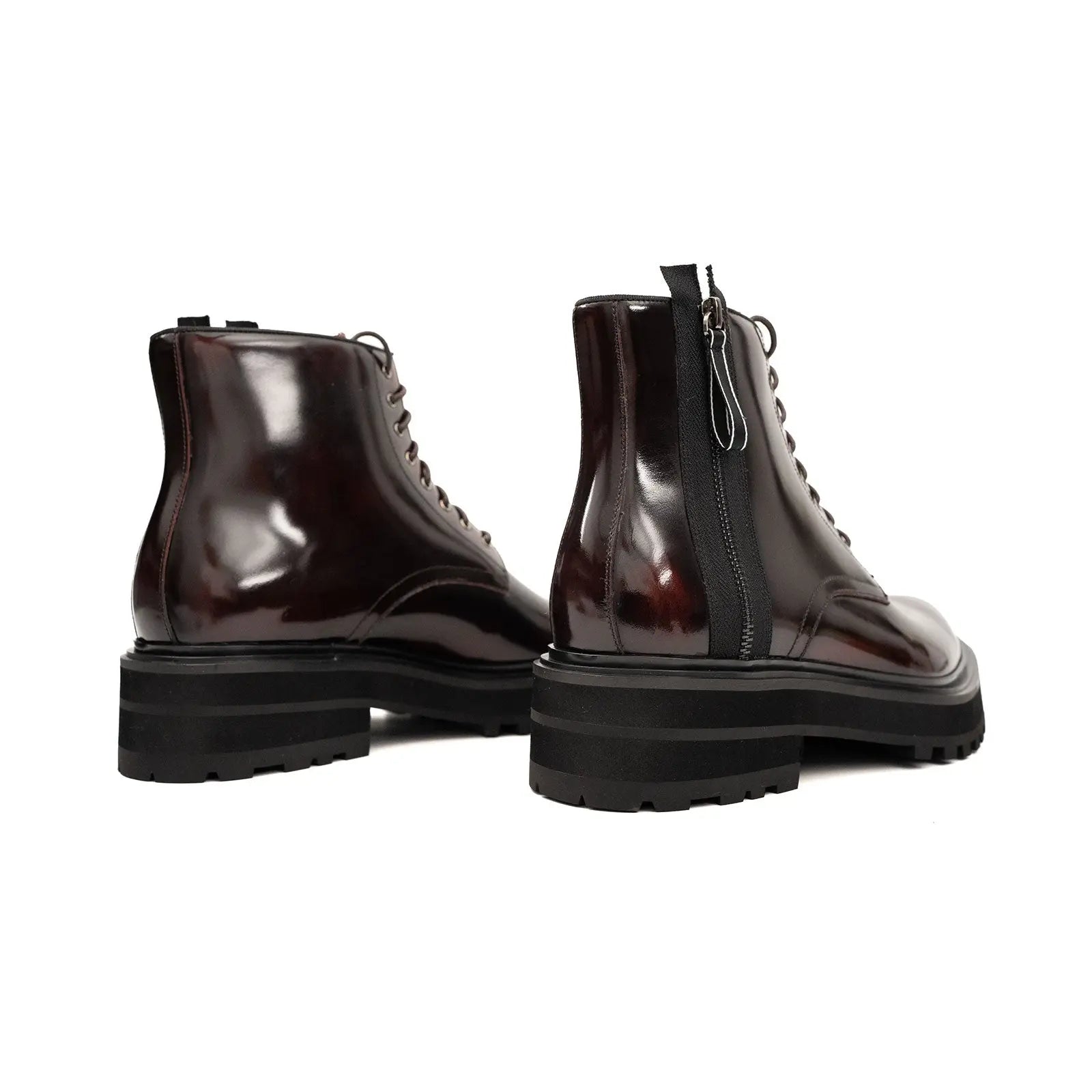 Wine Red Side-Zip Combat Boot DIVINCH