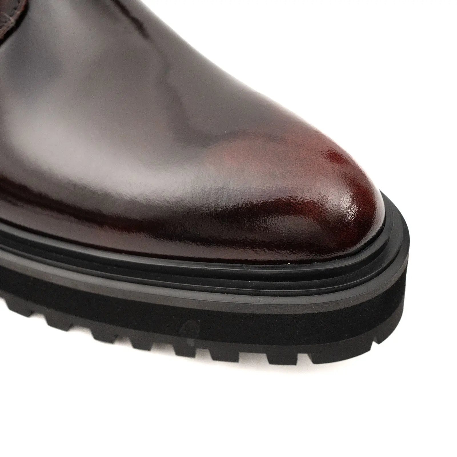 Wine Red Side-Zip Combat Boot DIVINCH