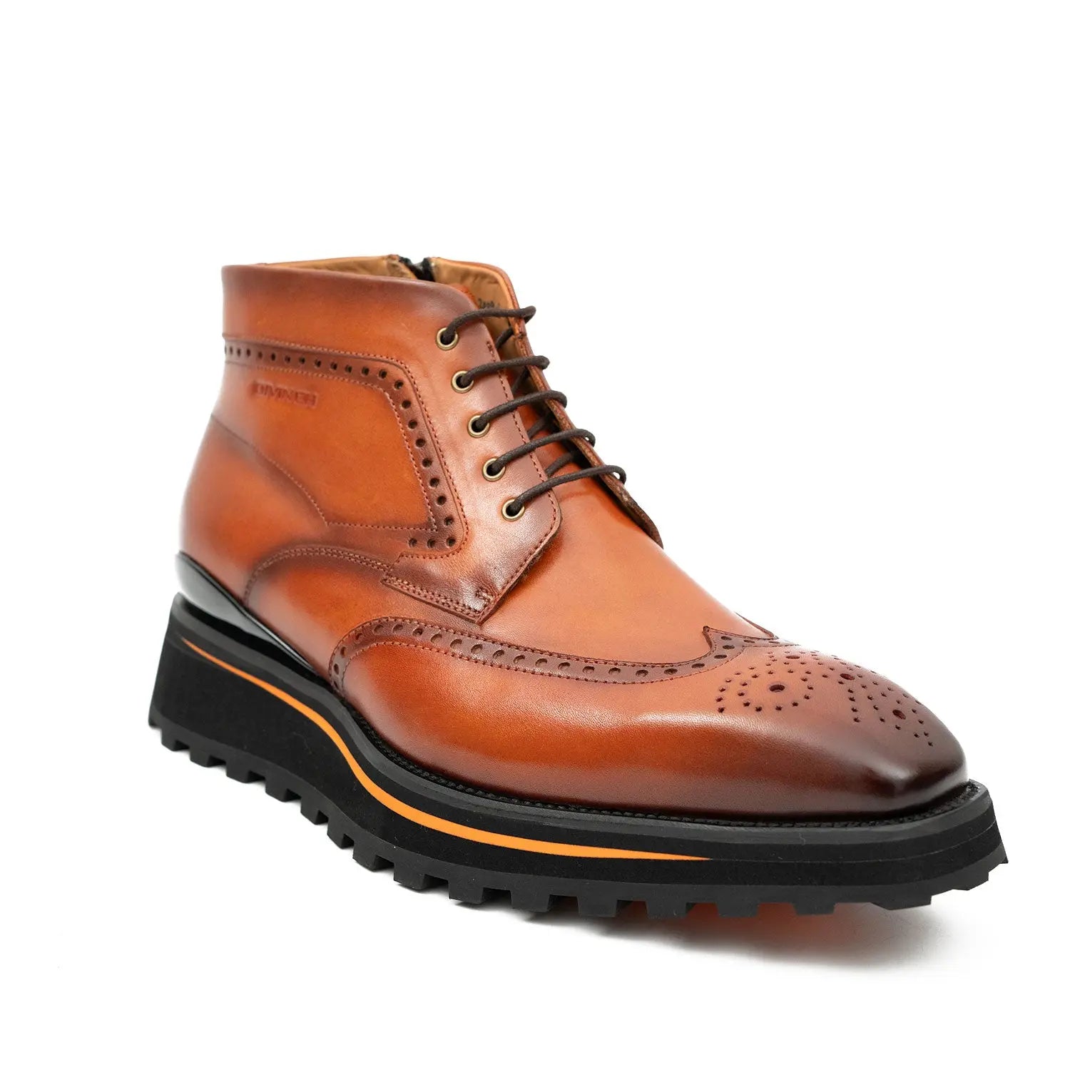 Zipper Brogue Martin Boots 2890 Brown DIVINCH
