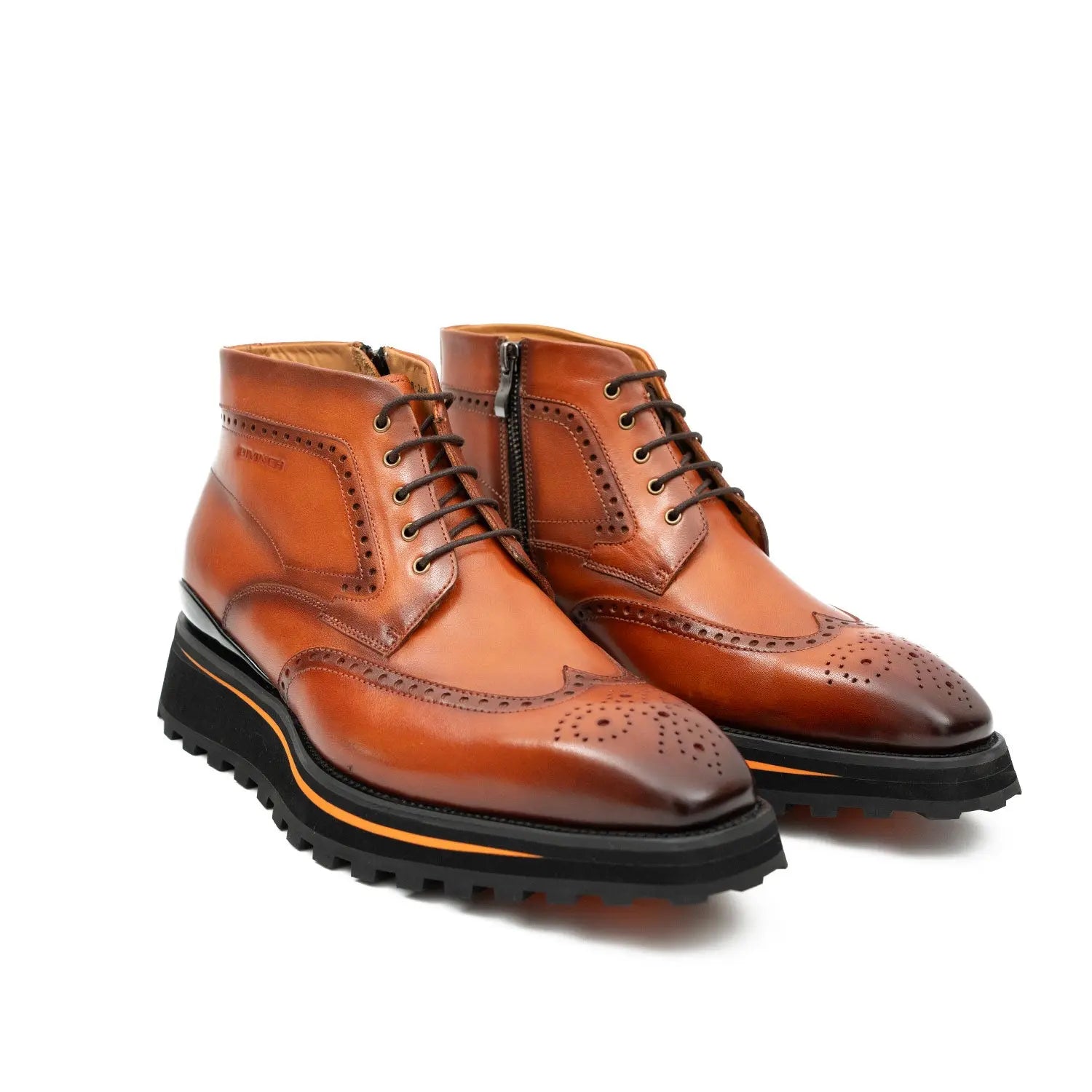 Zipper Brogue Martin Boots 2890 Brown DIVINCH