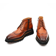 Zipper Brogue Martin Boots 2890 Brown DIVINCH