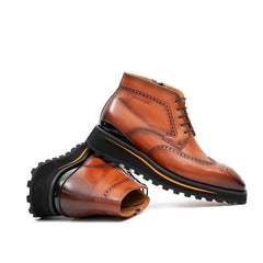 Zipper Brogue Martin Boots 2890 Brown DIVINCH