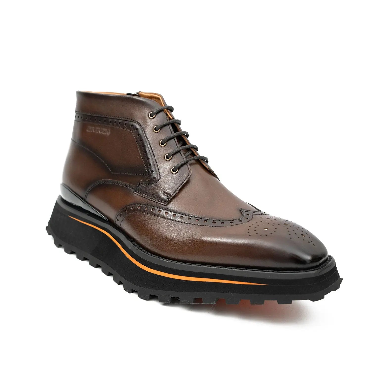 Zipper Brogue Martin Boots 2890 Coffee DIVINCH