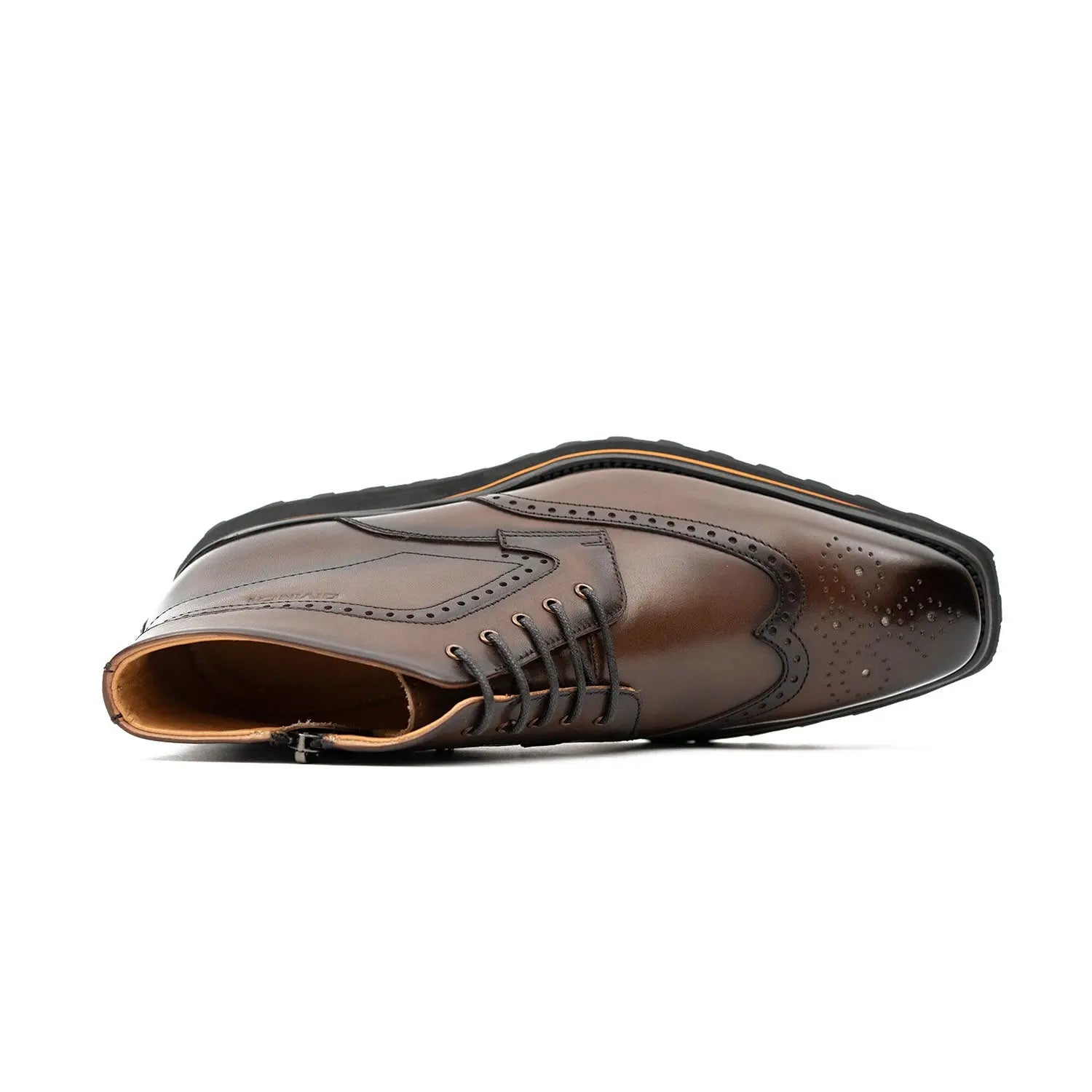 Zipper Brogue Martin Boots 2890 Coffee DIVINCH