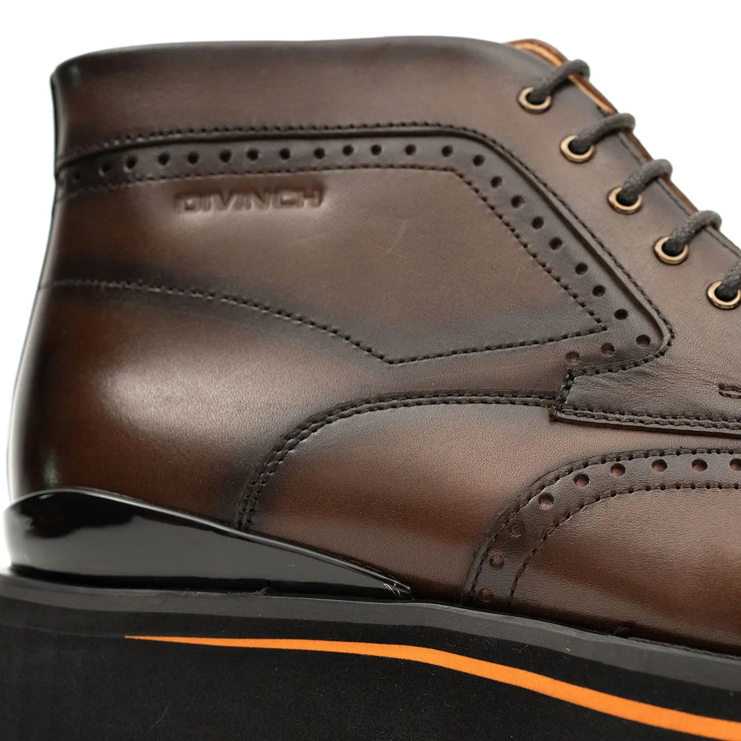 Zipper Brogue Martin Boots 2890 Coffee DIVINCH