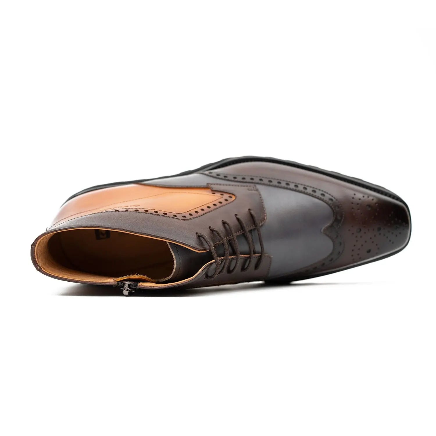 Zipper Brogue Martin Boots 2890 Gray Brown DIVINCH