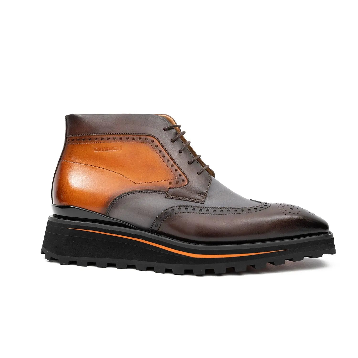 Zipper Brogue Martin Boots 2890 Gray Brown DIVINCH