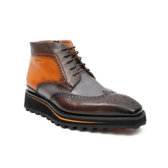 Zipper Brogue Martin Boots 2890 Gray Brown DIVINCH