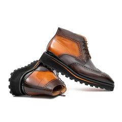 Zipper Brogue Martin Boots 2890 Gray Brown DIVINCH