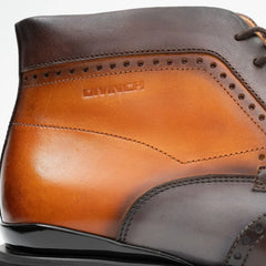 Zipper Brogue Martin Boots 2890 Gray Brown DIVINCH