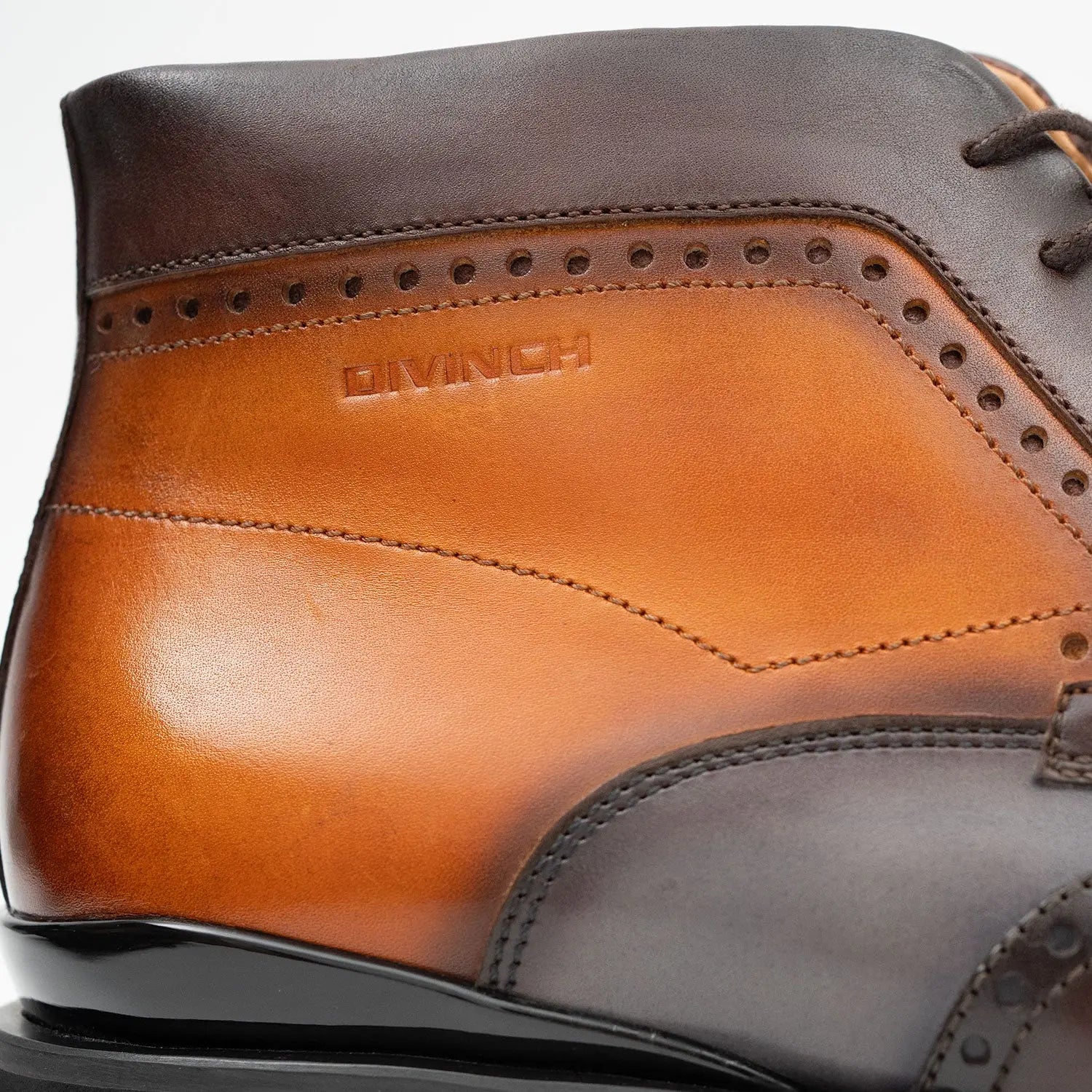 Zipper Brogue Martin Boots 2890 Gray Brown DIVINCH