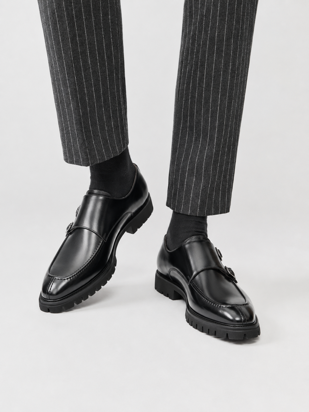 Black Lug Sole Monk Derby outfit scenario
